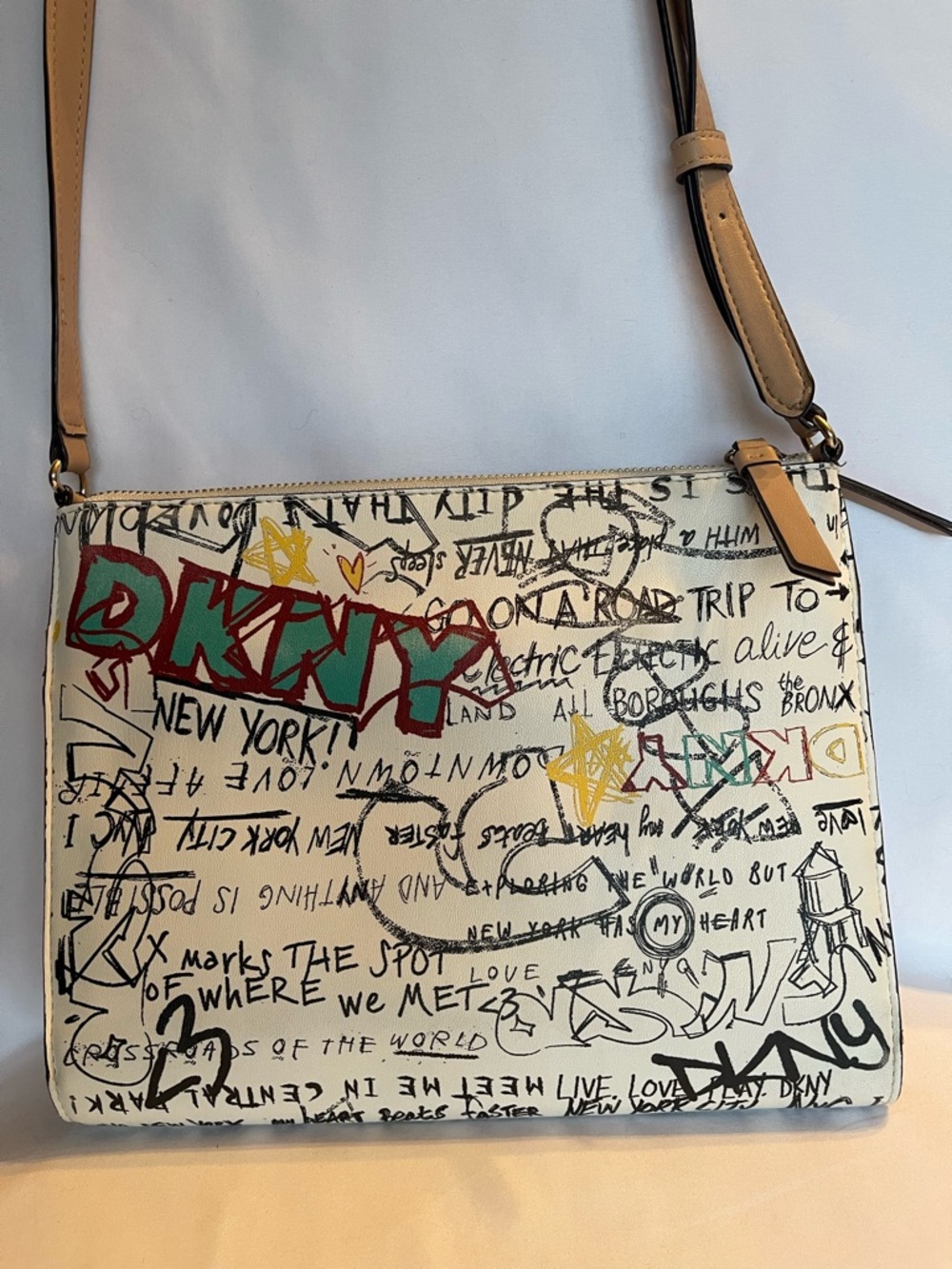 DKNY Cream Graffiti-Print Crossbody